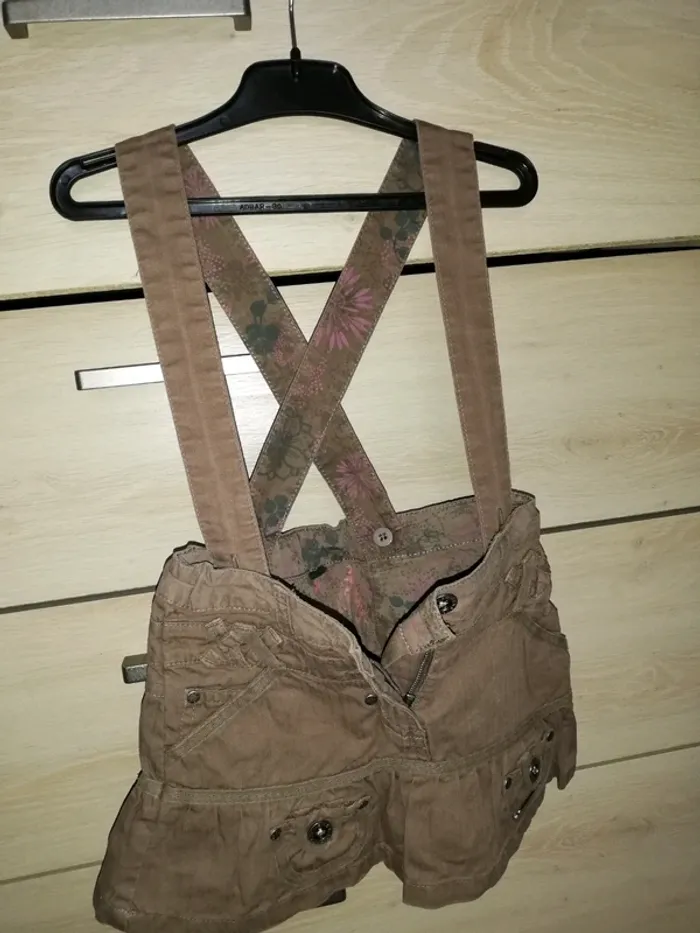 Jupe à bretelles amovibles marron
