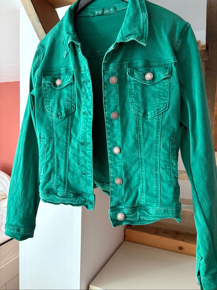 Veste en jean verte - photo numéro 6