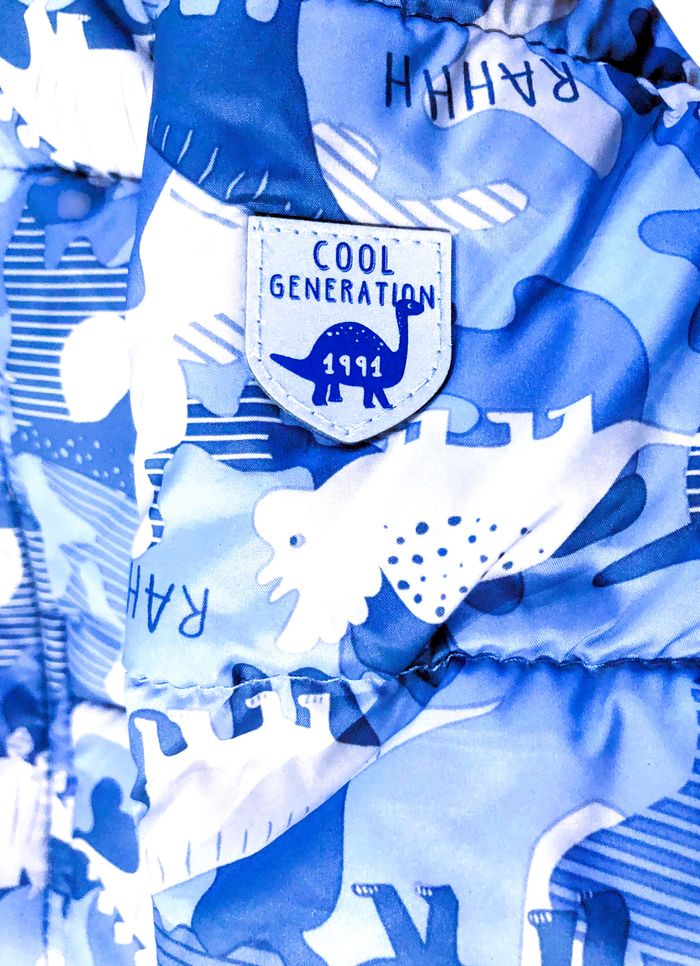 GÉMO - NEW - ANORAK GARÇON BLEU IMPRIMÉ DINOSAURES & INTÉRIEUR TYPE POLAIRE 18M - photo numéro 8