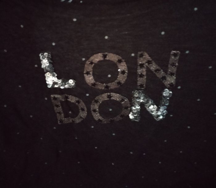 Haut manches longues gris écritures London à paillettes - photo numéro 4