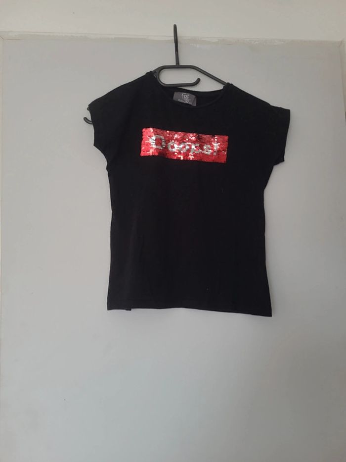 Tee shirt noir à sequins 12 ans - photo numéro 2