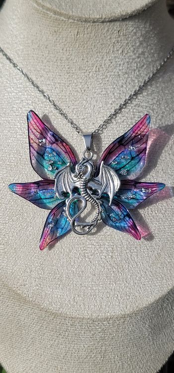 Collier elfique dragon aile fée 