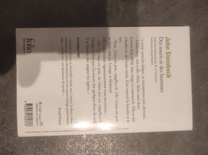 Des souris et des hommes John Steinbeck - Folio 2012 - photo numéro 3