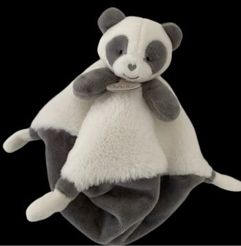 ❤️B4869 Doudou Plat Mouchoir MON P'TIT PTIT PANDA Blanc Gris BABYNAT BABY NAT
