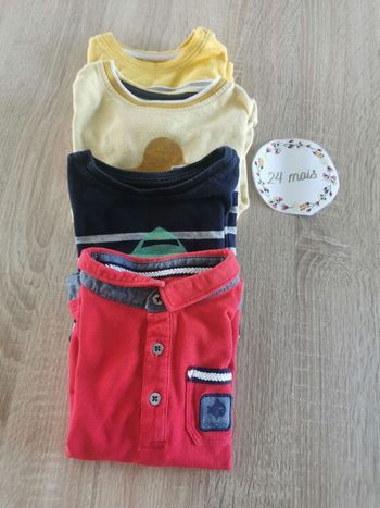 Lot de 4 t-shirts manches longues bébé garçon 24mois okaidi/obaibi
