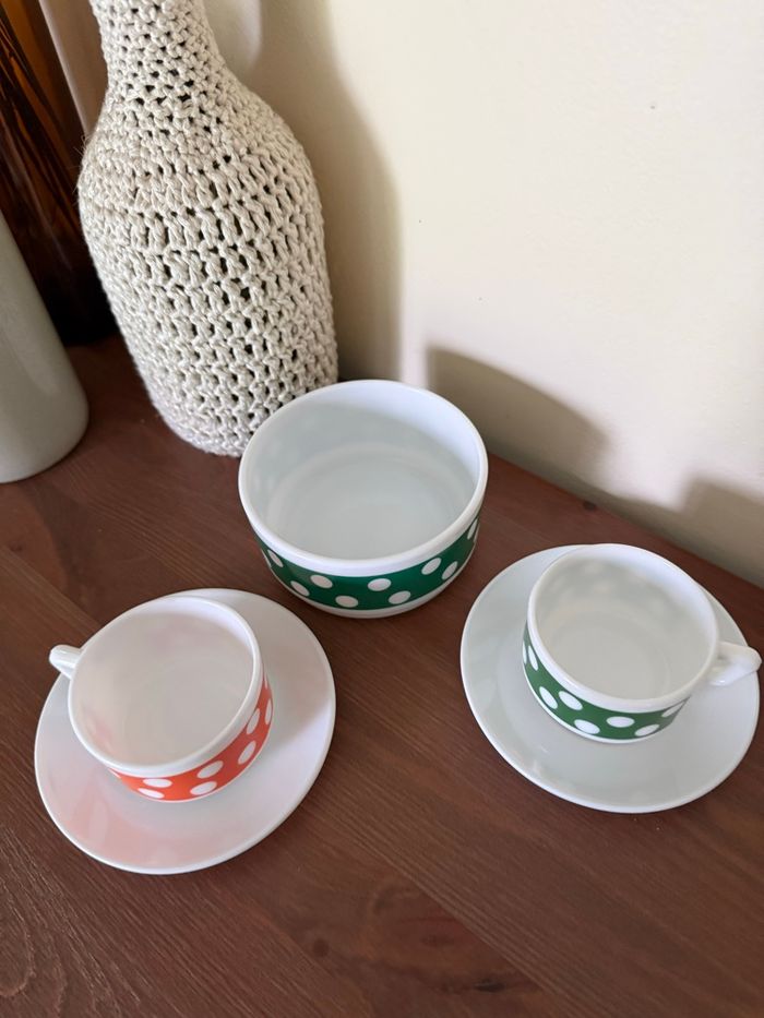 Tasses et ramequin Polka - Vintage - photo numéro 5
