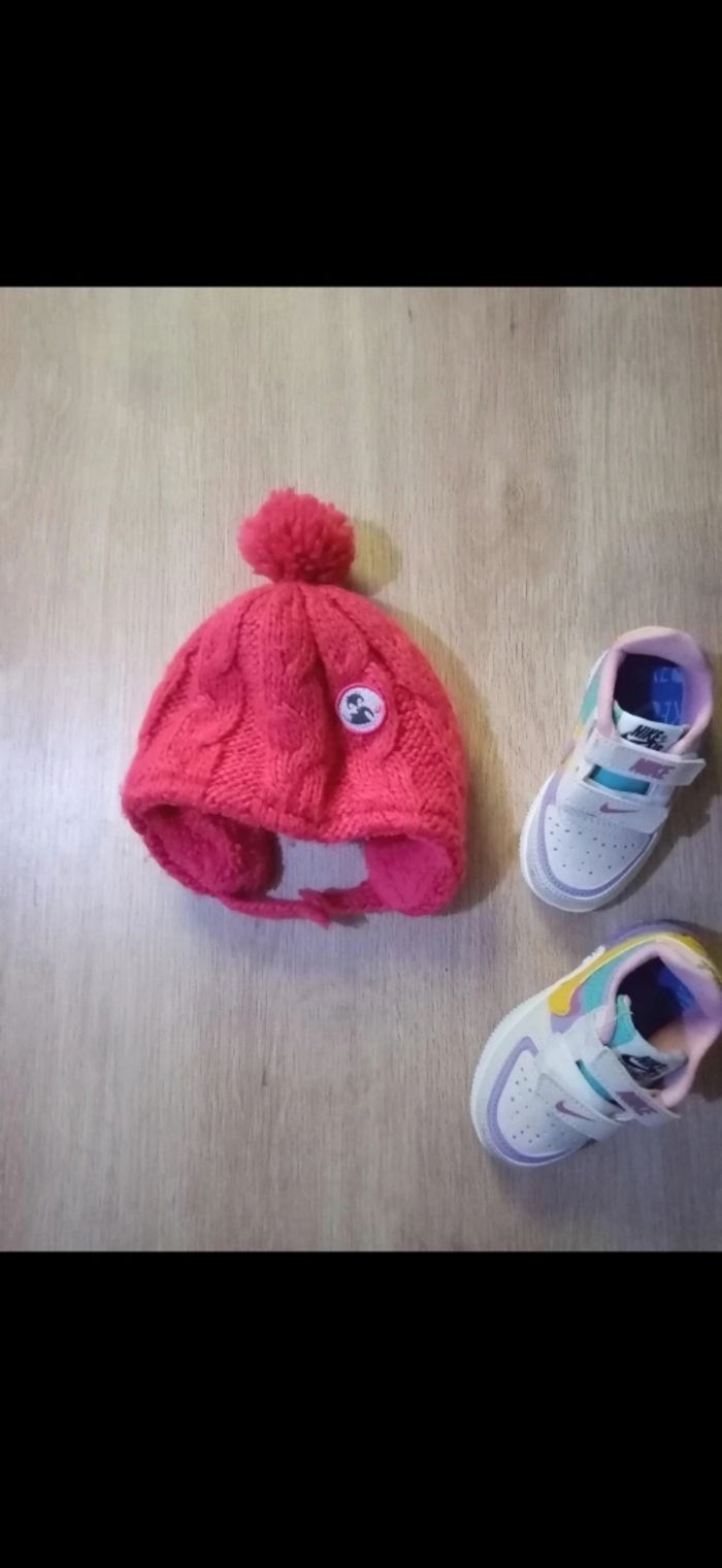 Bonnet en laine, rose fille, obaibi 1/2 ans