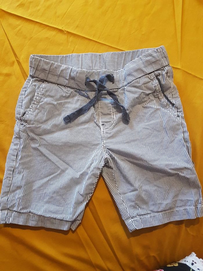 Shirt bermuda marin rayé bleu marine blanc 4/5 ans h&m