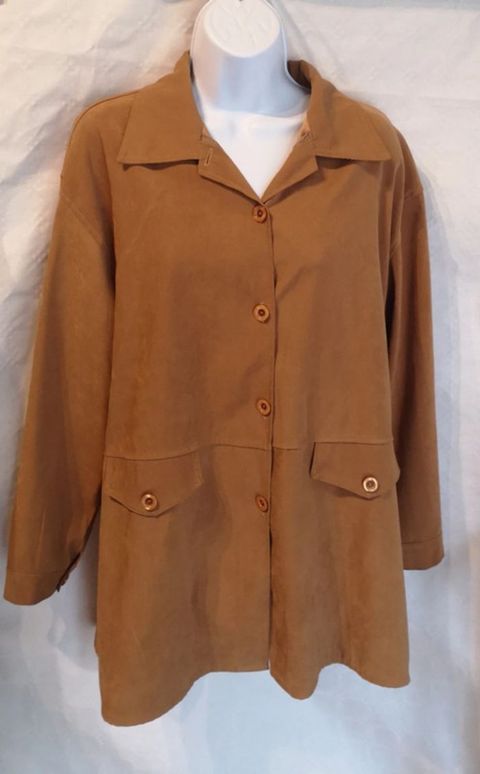 Veste tunique chemise cognac