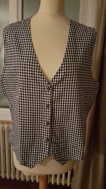 blouse sans manche vichy bleu et blanc XL xl