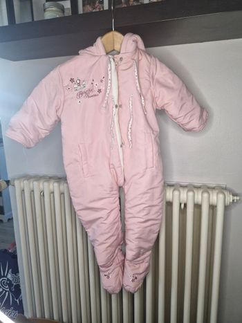 Combinaison molletonnée rose fille 18 mois
