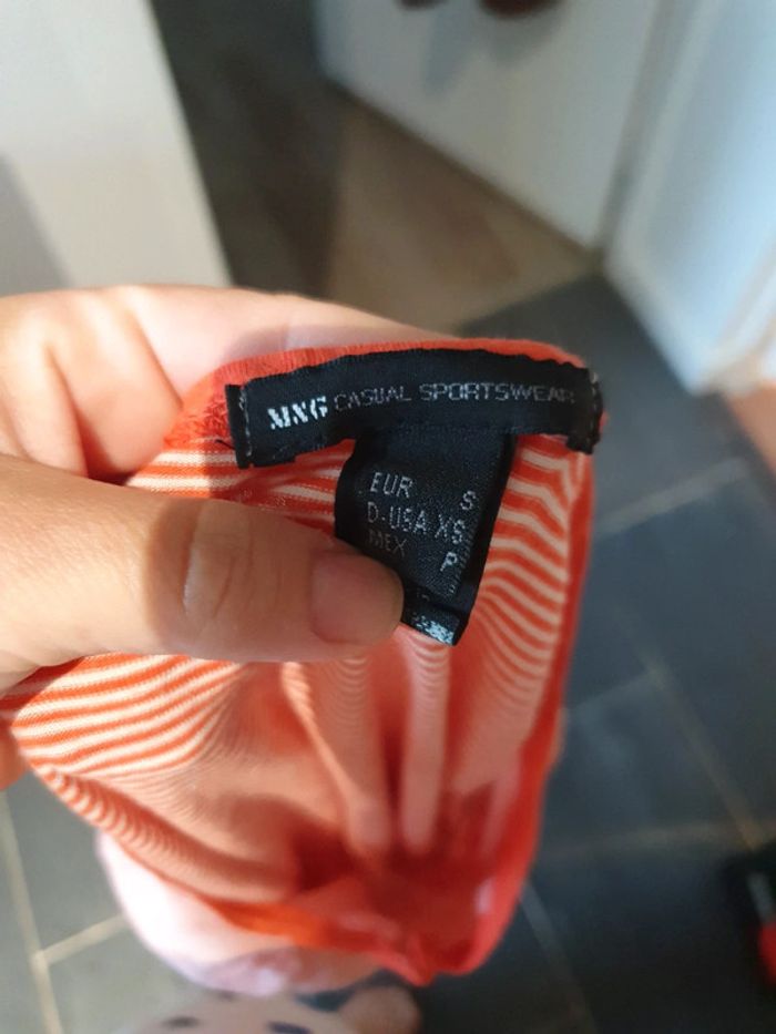 Tee Shirt Rayé Orange & Blanc - photo numéro 3