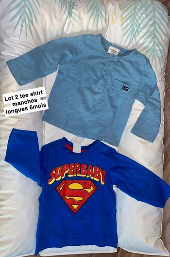 Lot 2 tee shirt bleu superman 6mois H&M / tape a l’œil