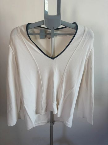 T-shirt en col V Claudius taille L/Xl blanc vintage