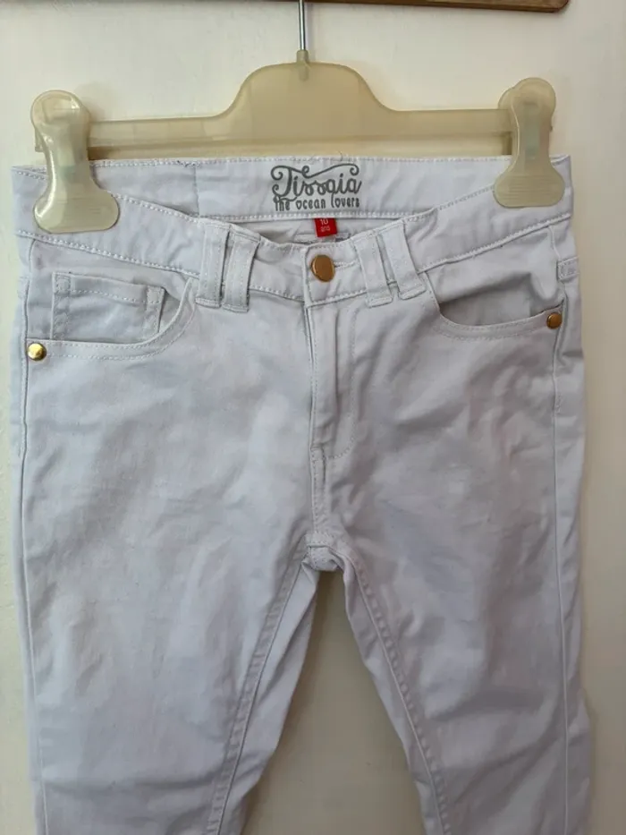 Jeans slim blanc, 10 ans, Tissaia. - photo numéro 3