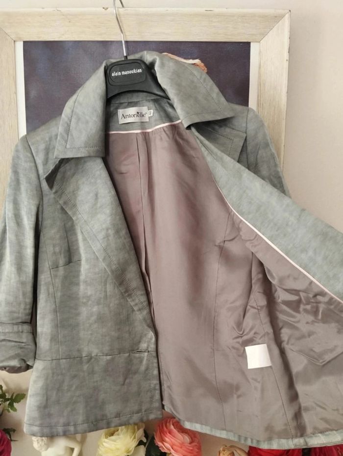 🌹 Ensemble Veste & Robe Gris Irisé Lin Antonelle T38/40🌹 - photo numéro 19