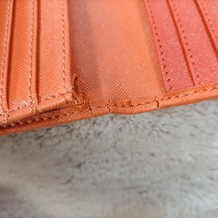 Sac à main et portefeuille orange assortis avec doublure beige compartimentée S034 - photo numéro 11
