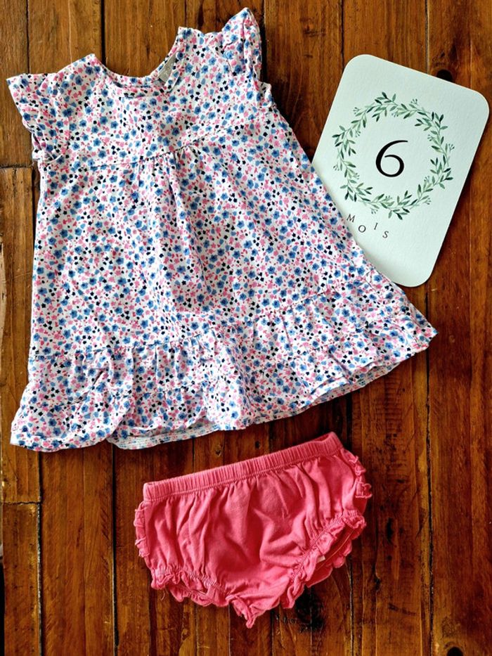 Robe motif liberty + bloomer 6 mois