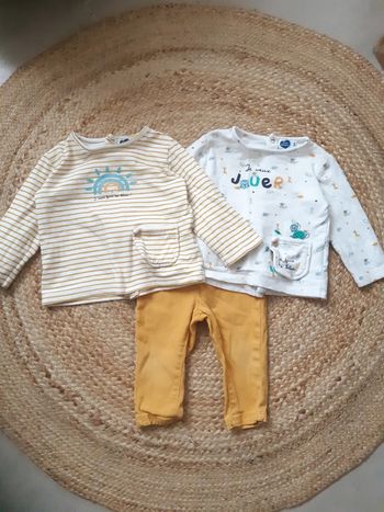 Lot de 2 hauts manches longues et pantalon Mots d'enfants 9 mois