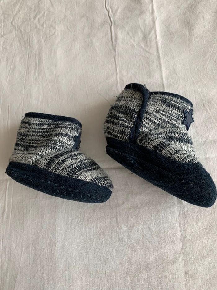Pantoufles bébé étoile bleu marine gris t20-22😺 - photo numéro 3