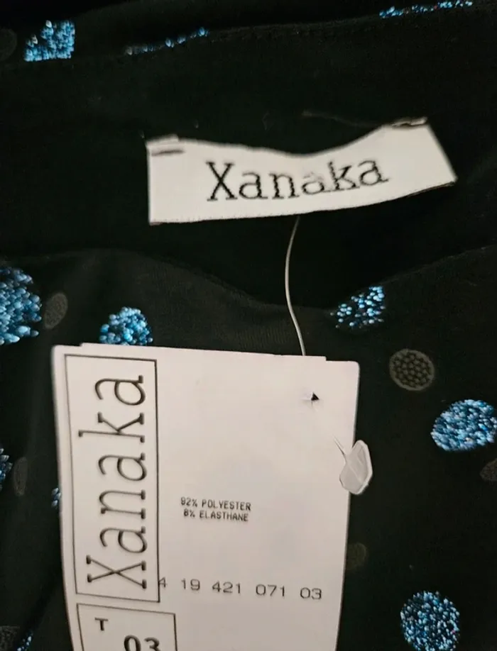 Haut noir ronds bleus pailletés Xanaka Taille 38 Neuf - photo numéro 10