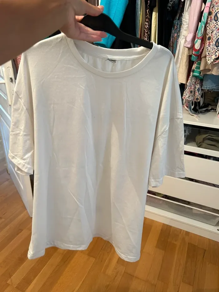 Tee shirt imprimé blanc bleu Zara M 38 - photo numéro 2