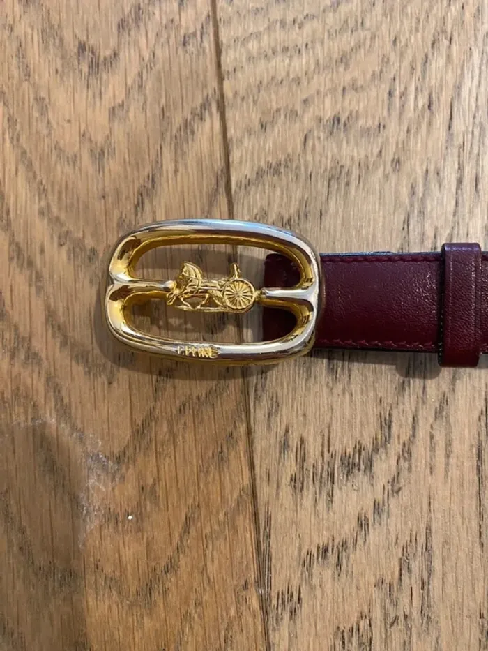 Ceinture en cuir bordeaux Celine Triomphe vintage - photo numéro 2