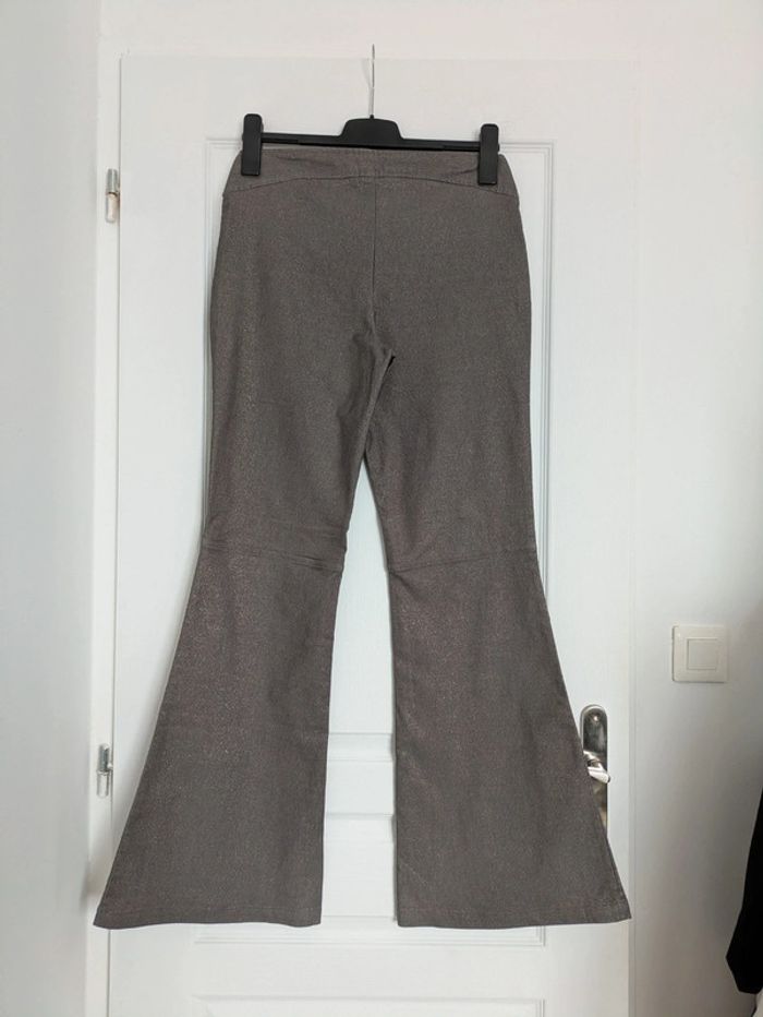 Pantalon évasé à paillettes - Blue Wax - taille 40 - photo numéro 2