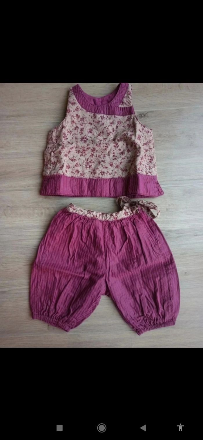 Ensemble tenue bébé 9 mois pantalon et haut violet