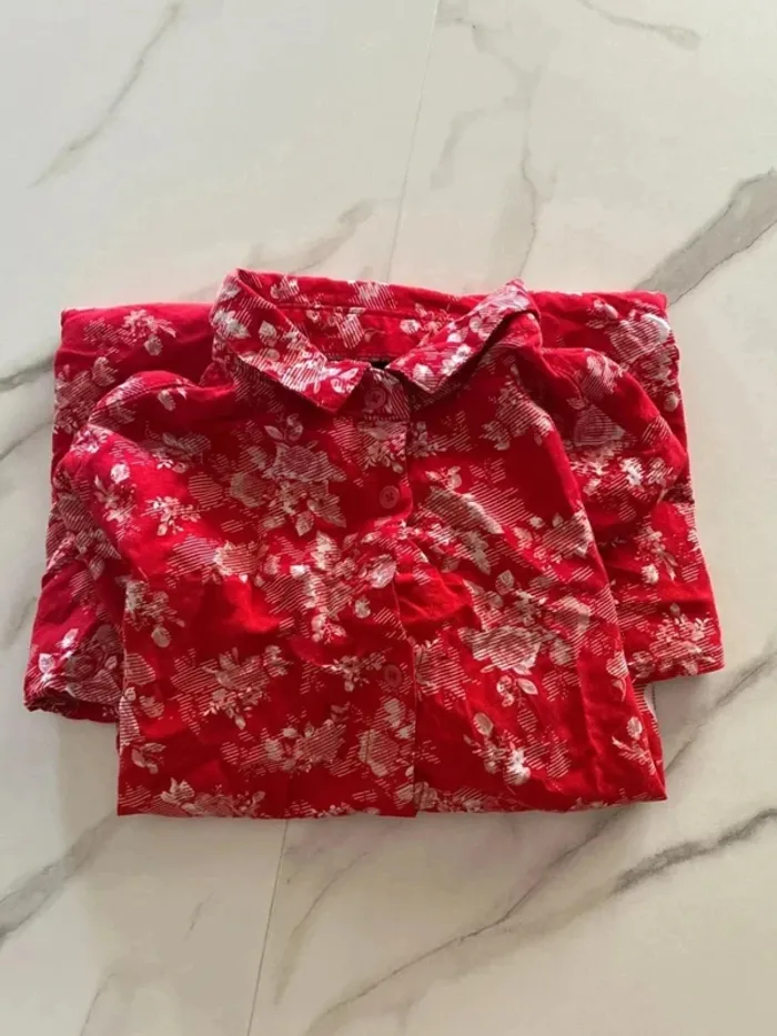 Robe-chemise rouge fleurie – Kiabi – Fille 10 ans - photo numéro 6