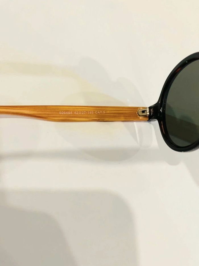 Lunette de soleil mixte ronde façon marron tigré bras effet bois taille moyenne - photo numéro 5