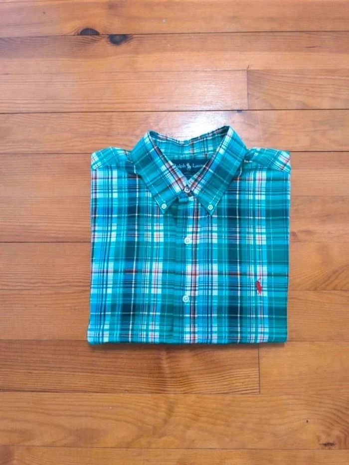 Chemisette Ralph Lauren - Custom Fit - Logo brodé rouge - Vert, noir - Taille XL - photo numéro 2