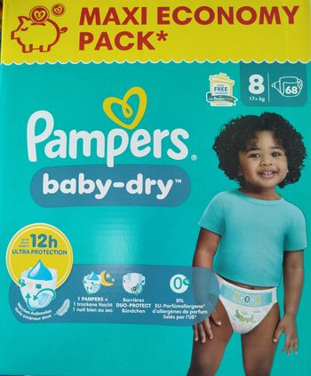 1 Carton 68 Couches Pampers Baby Dry T8