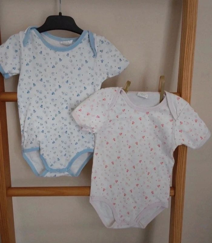 Lot de 2 bodies manches courtes 2 ans 18/24 mois 88 cm