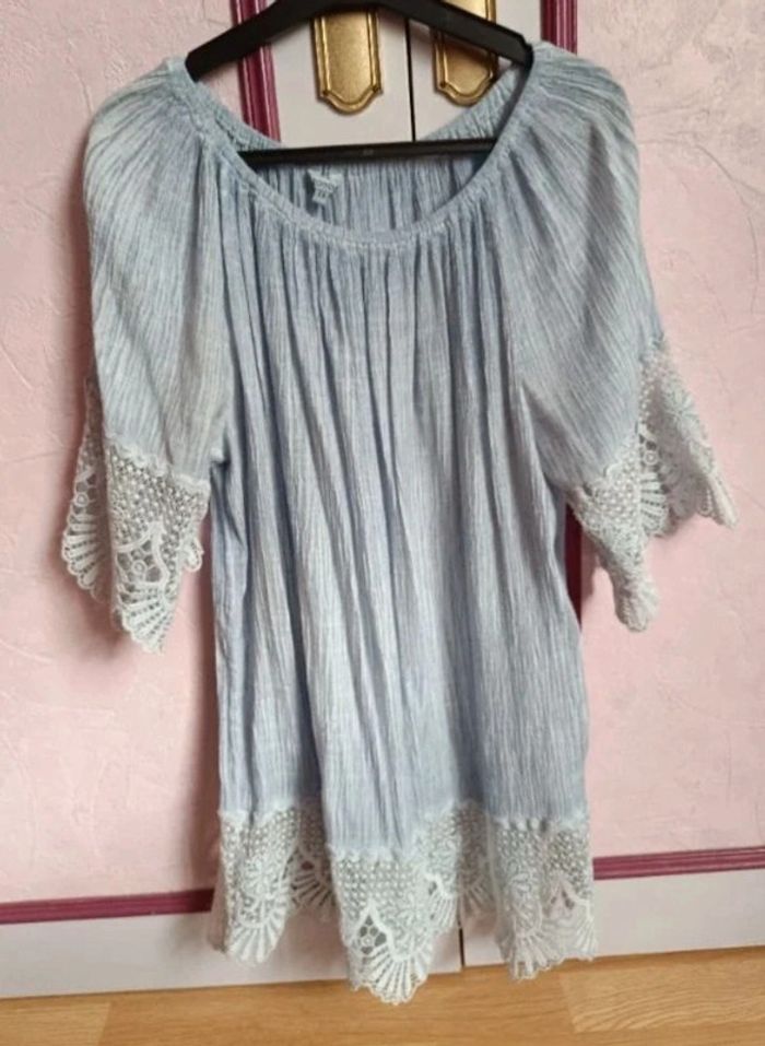 Blouse bleu écru T.3( 40/42) - photo numéro 2