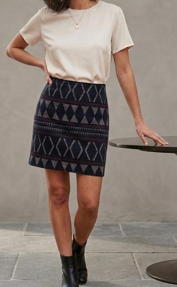 Jupe courte en maille ethnique chic Camaïeu - Taille 40