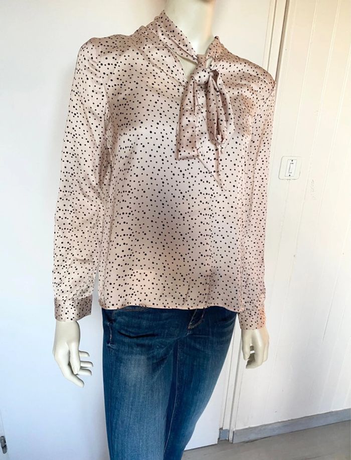 Blouse satinée à pois – Shein – Beige à pois noirs – Taille 38/M – Excellent état - photo numéro 2