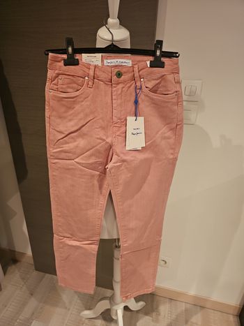 🌸 jean pepe jeans london rose poudre slim crop taille haute neuf avec etiquette femme w28 38 tendance printemps ete 🌸