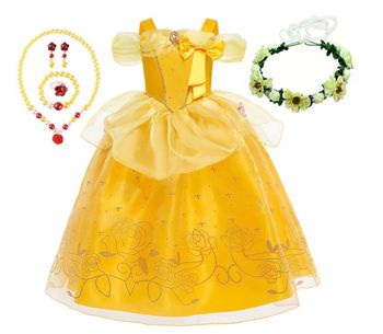 Déguisement robe princesse la belle et la bête et sa couronne de fleur Taille 5-6ans