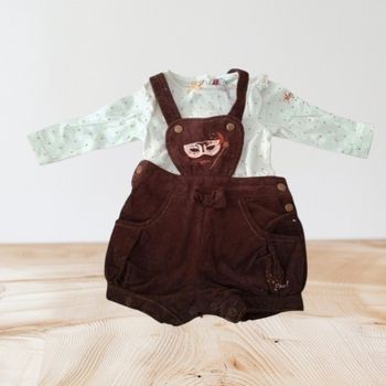 Salopette short velours marron