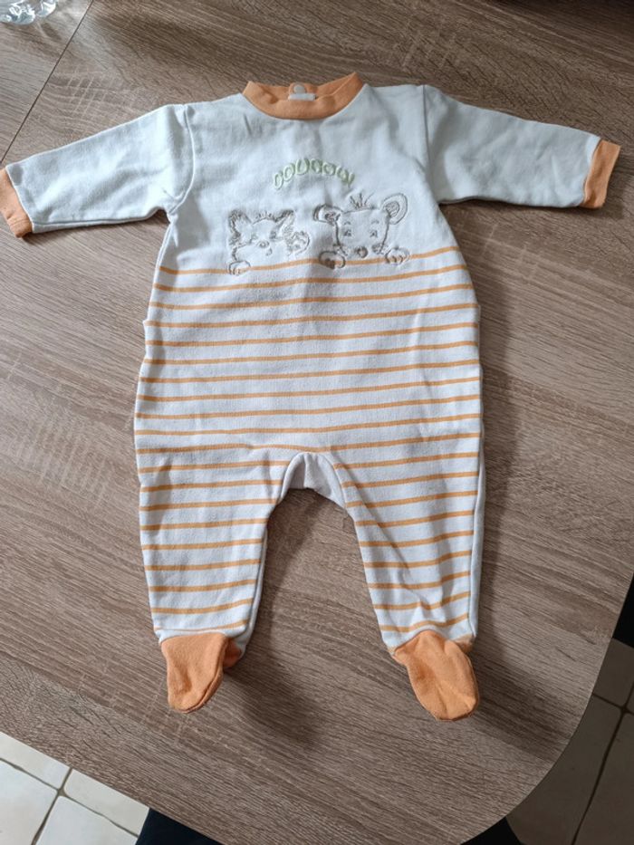 Pyjama blanc rayures orange