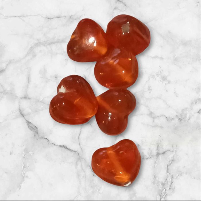 12 Perles Coeur en verre orange - photo numéro 2