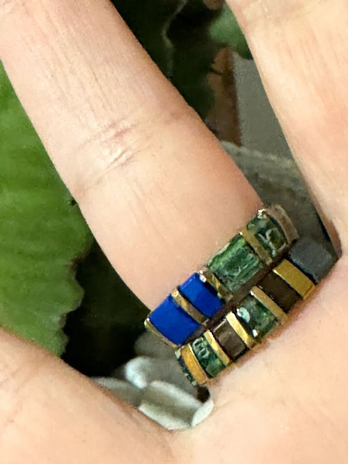 Lot de 2 bagues pierres carrées naturelles réglables - photo numéro 6