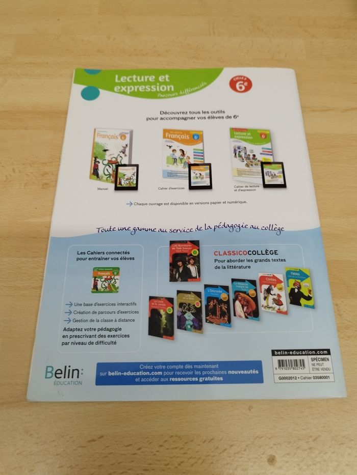 Mon cahier de français lecture et expression pour les 6e - photo numéro 2