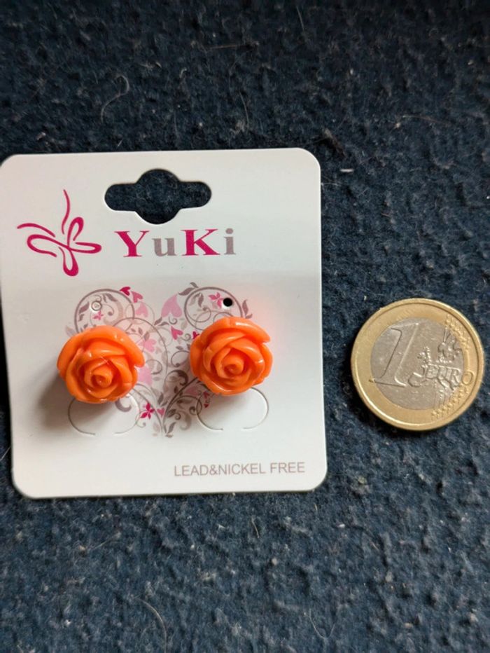 Boucles d'oreilles roses oranges - photo numéro 3