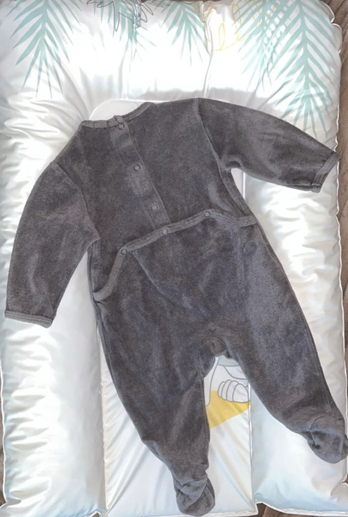 Pyjama velours gris ours mixte 6mois Kiabi - photo numéro 2