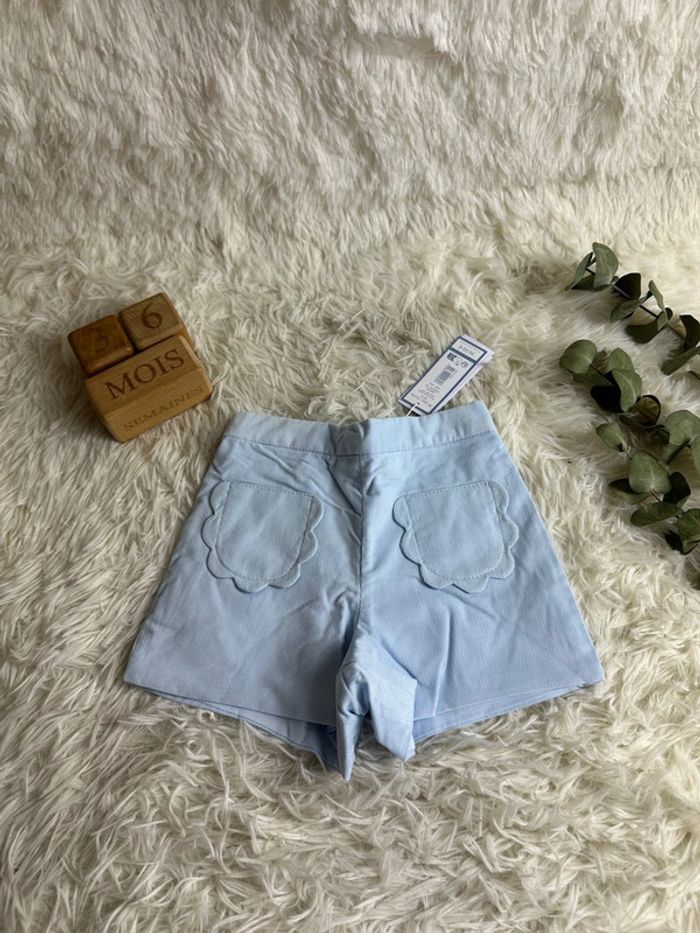 Short bleu ciel en velours Jacadi taille 36 mois