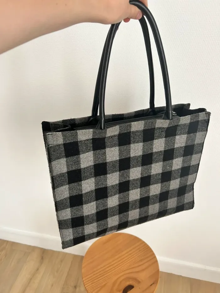 Sac cabas noir et gris style vintage - photo numéro 8