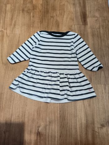 Robe hiver manches longues velours Petit bateau marinière 12mois