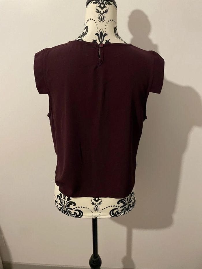Blouse fluide sans manche bordeaux violine ample Jennyfer taille M - photo numéro 4